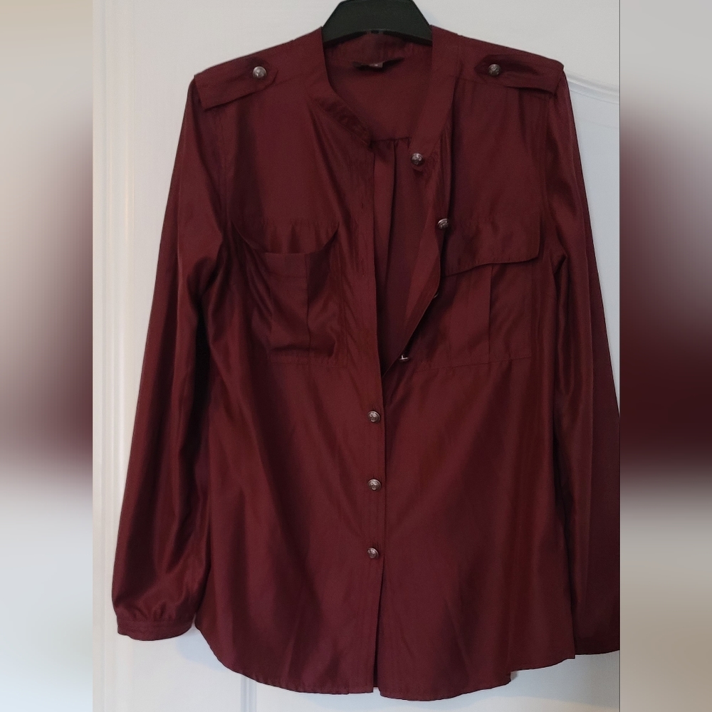 Maroon long sleeved blouse